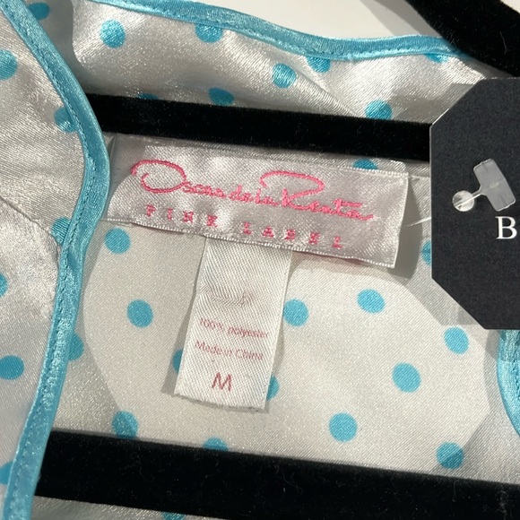 Oscar de la Renta Pink Label White Polka-Dot Cap-Sleeve Buttoned Blouse - Picture 8 of 8